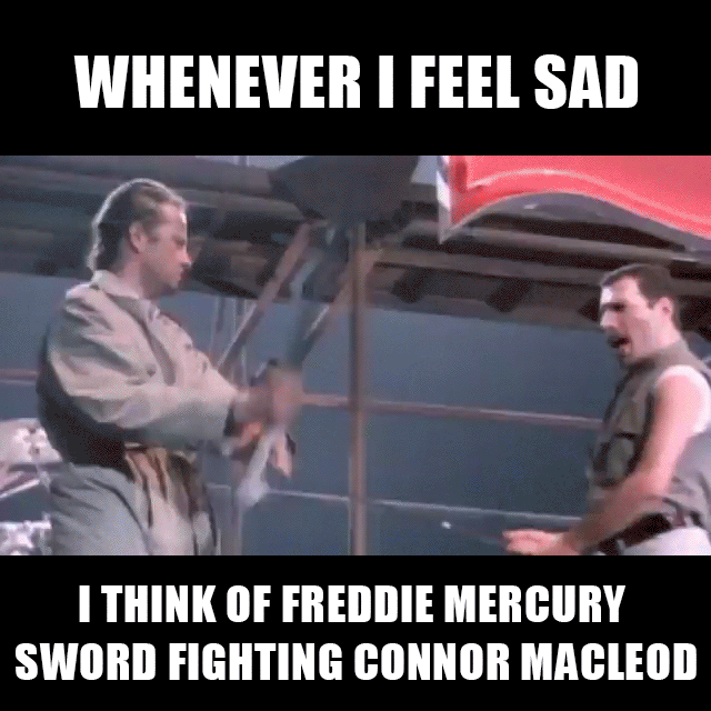 Freddie Mercury Sword Fight Highlander Meme